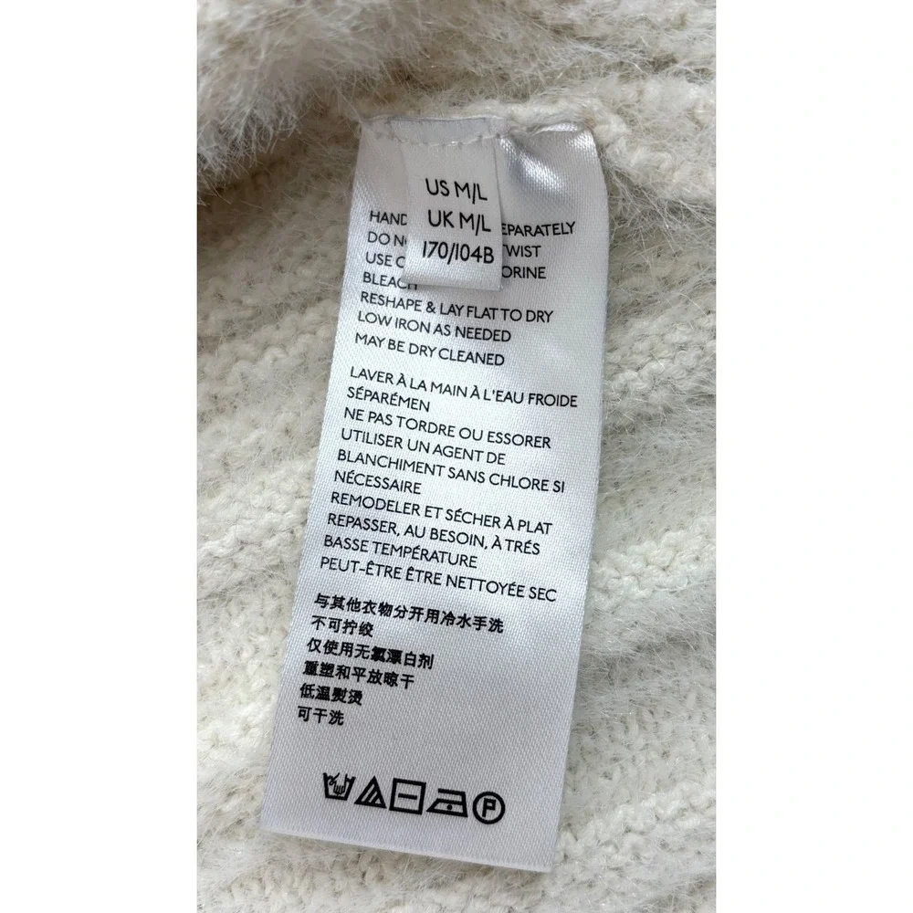 By Anthropologie Cream‎ Open Front Cocoon Cardigan M/L Fuzzy Soft Knit Sweater
